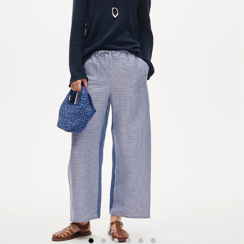 J.Crew Luna Pant in Gingham linen blend - small NWT